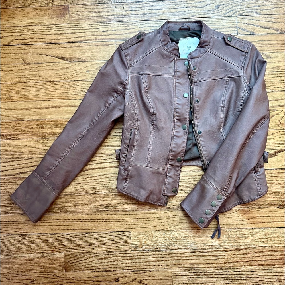 Vintage Brown Leather Bomber Jacket